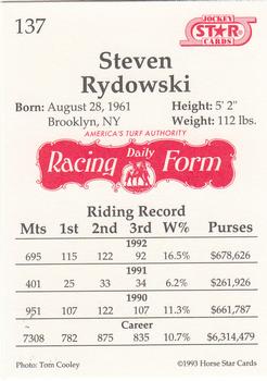1993 Jockey Star #137 Steven Rydowski Back